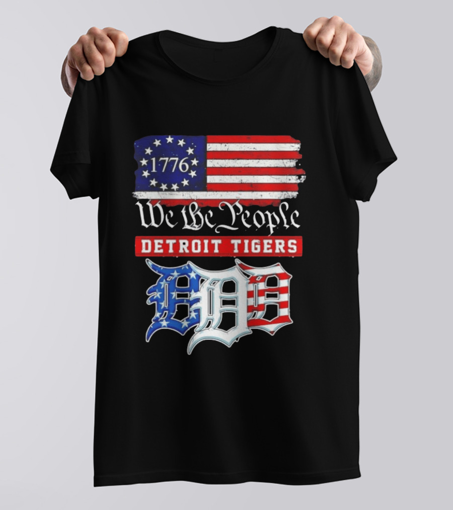 Detroit Tigers MLB 1776 We The People 250th Anniversary American Flag USA Baseball T-Shirt