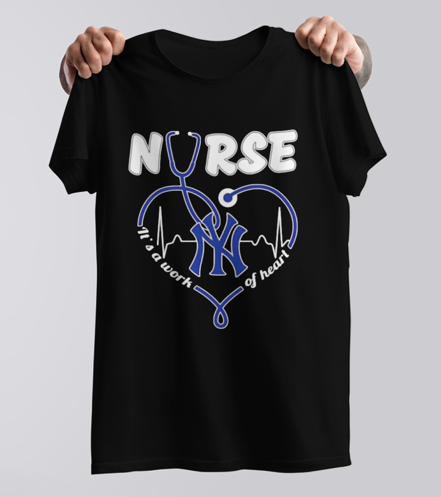 New York Yankees Nurse It's A Work Of Heart Stethoscope T-Shirt