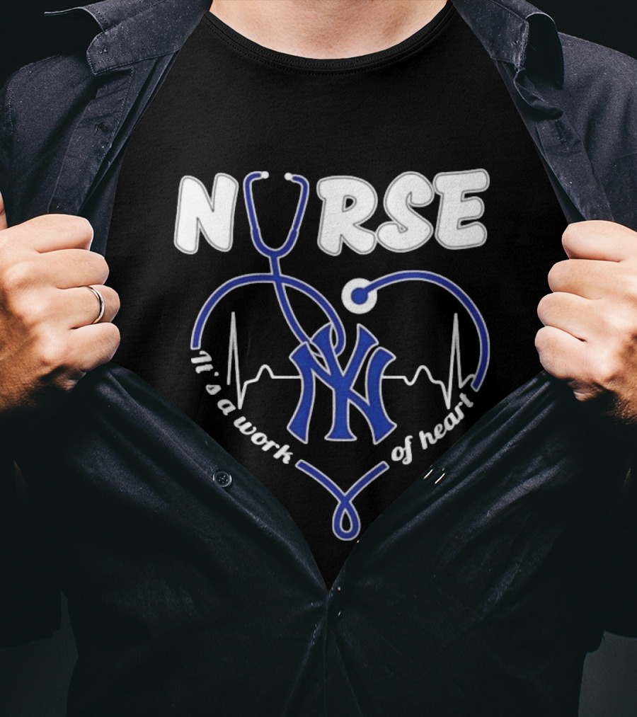 New York Yankees Nurse It's A Work Of Heart Stethoscope T-Shirt
