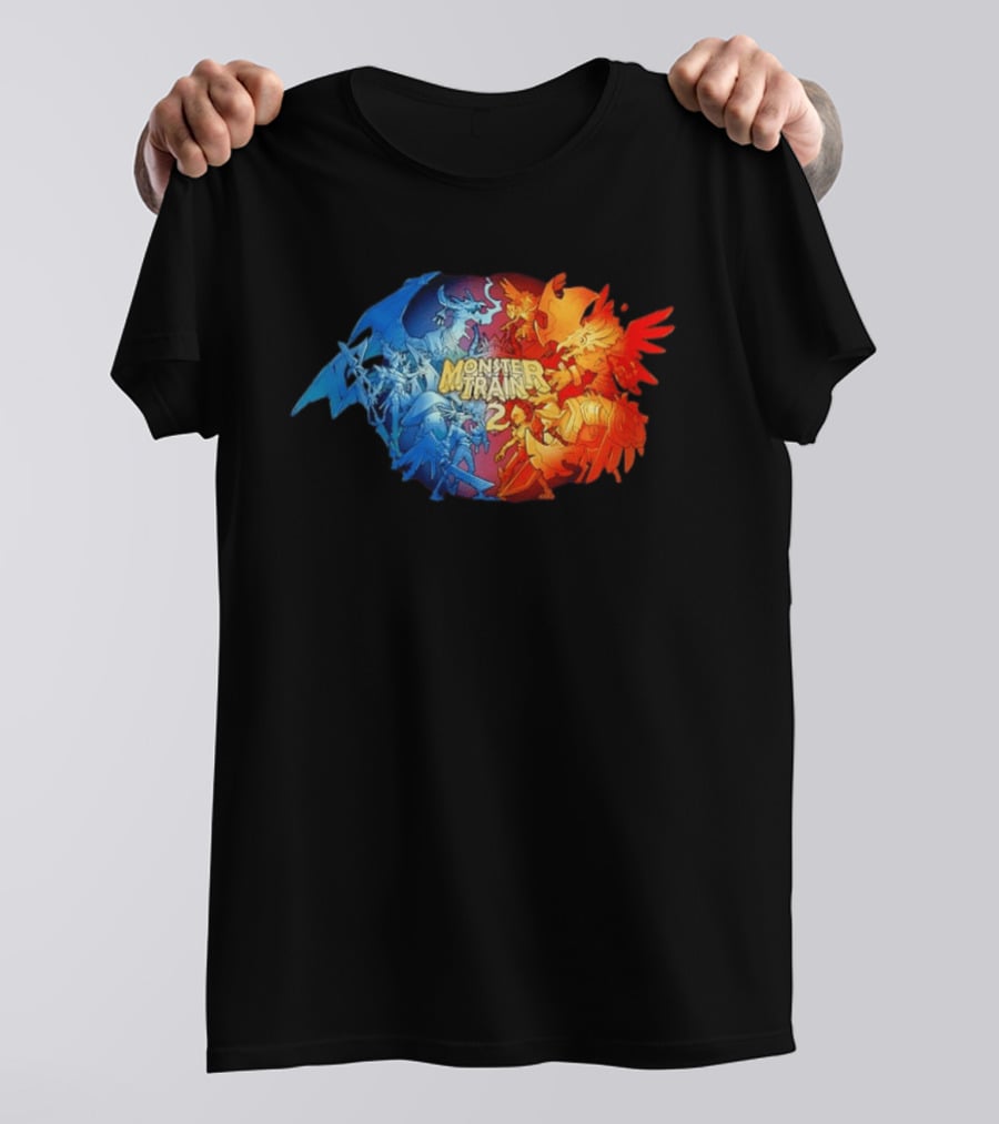Monster Train 2 Blue Dragon Vs Red Phoenix Battle T-Shirt