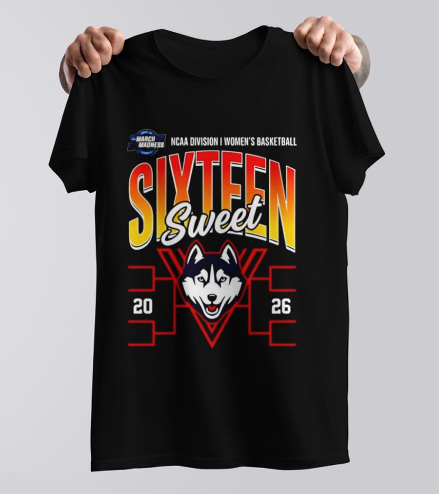 NCAA Division I Women's Basketball UConn Huskies 2026 Sweet Sixteen March Madness Tournament T-Shirt