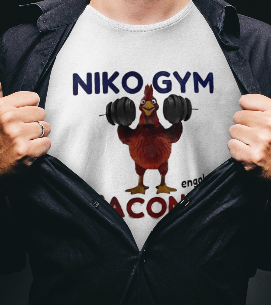 Niko Gym Engoko Nitaconda Rooster Lifting Weights Fitness Fun T-Shirt