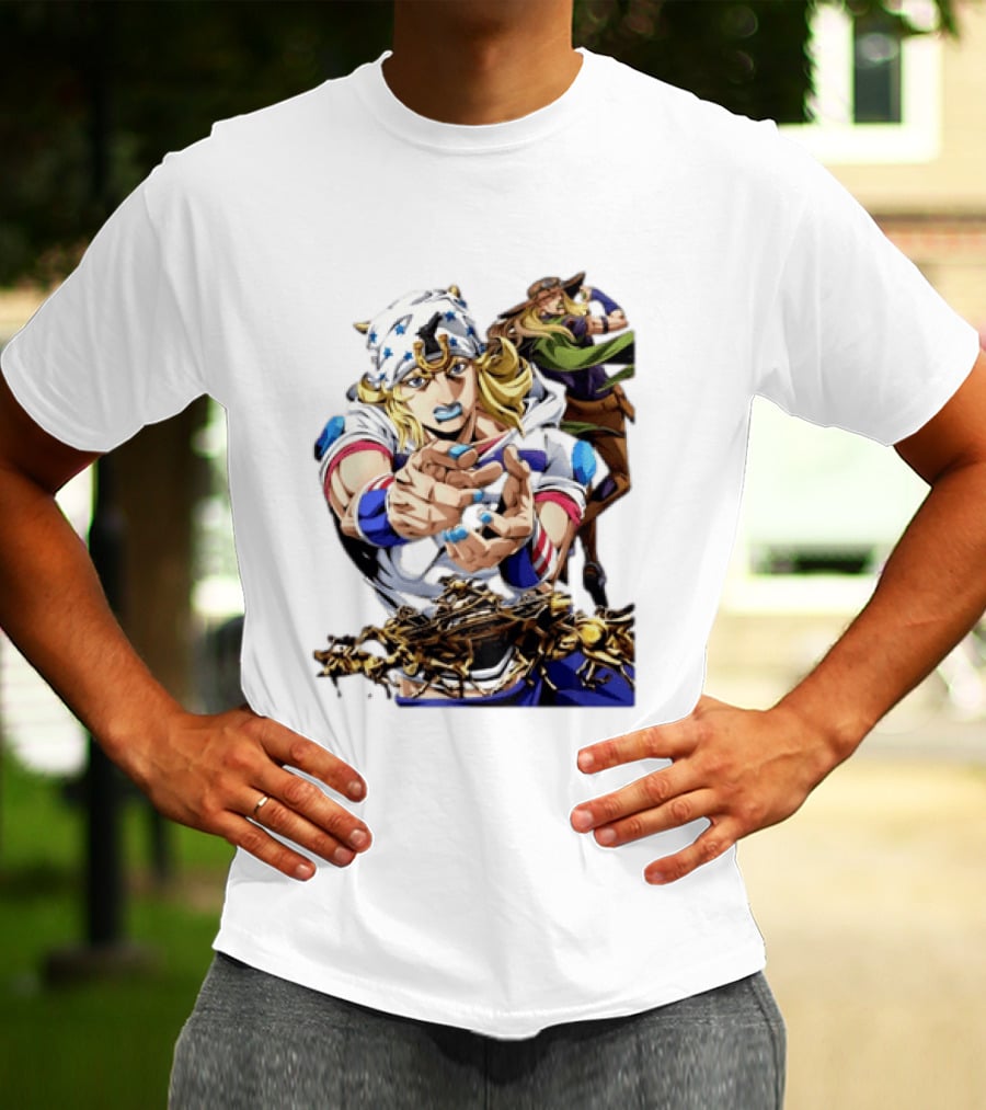 Steel Ball Run JoJo's Bizarre Adventure Gyro Zeppeli And Johnny Joestar Anime Characters T-Shirt