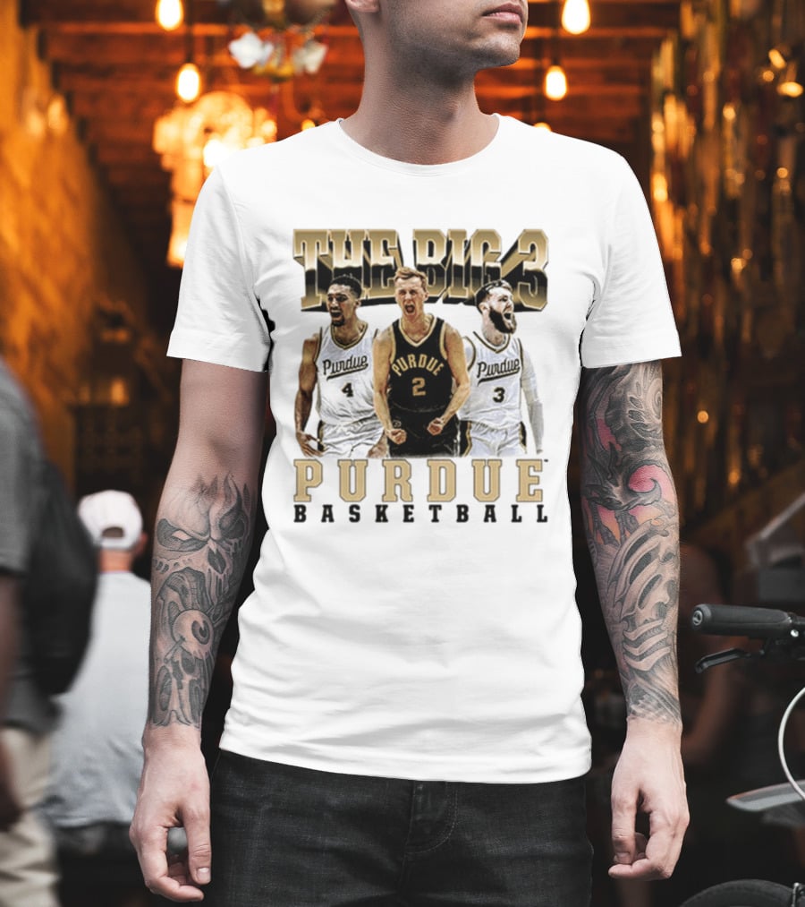 Purdue Basketball The Big 3 Player Collage T-Shirt