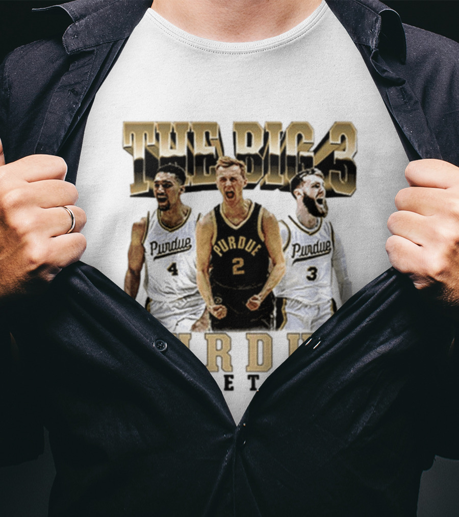 Purdue Basketball The Big 3 Player Collage T-Shirt