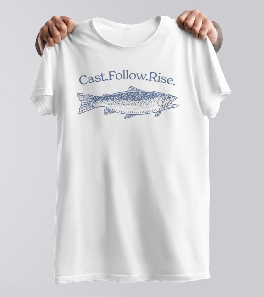 Cast Follow Rise Navy Fish Iconic Catching T-Shirt