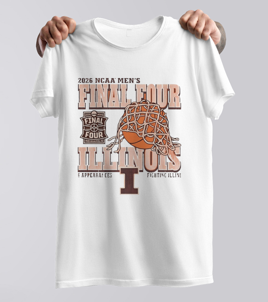 2026 NCAA Men's Final Four Illinois Fighting Illini Basketball 6 Appearances Indianapolis T-Shirt