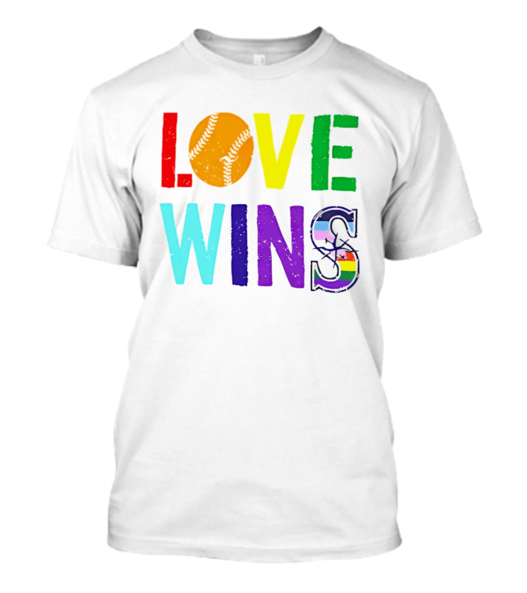 Love Wins Baseball Pride LGBTQ Rainbow T-Shirt