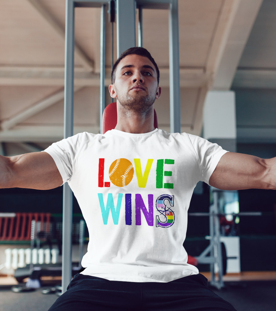 Love Wins Baseball Pride LGBTQ Rainbow T-Shirt
