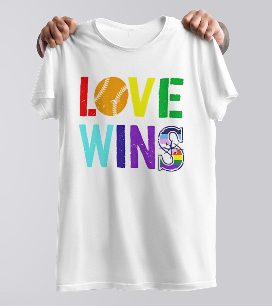 Love Wins Baseball Pride LGBTQ Rainbow T-Shirt