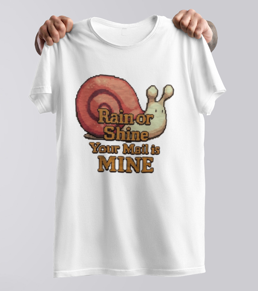 Rain Or Shine Your Mail Is Mine Snail Art Message T-Shirt
