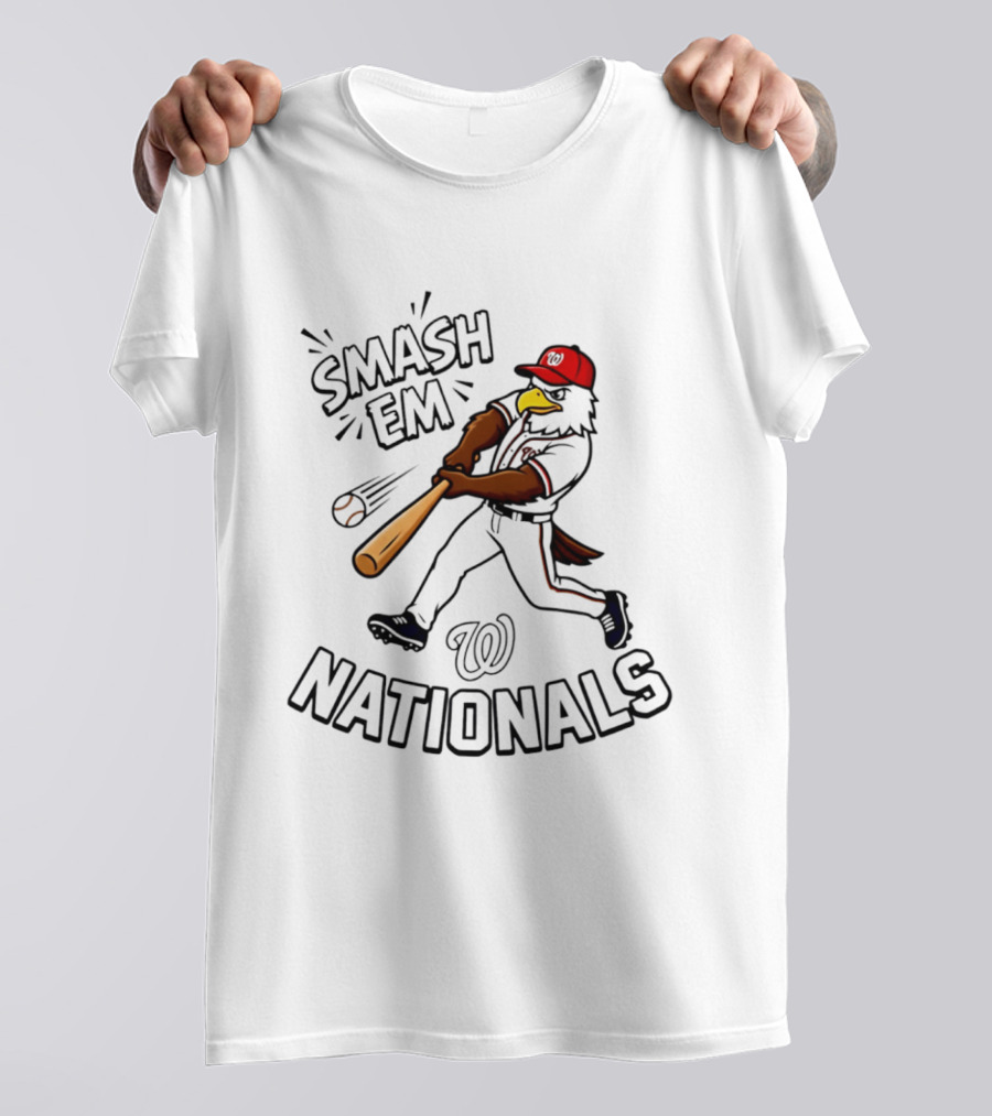Washington Nationals Screech Smash Em Mascot Baseball Swing T-Shirt