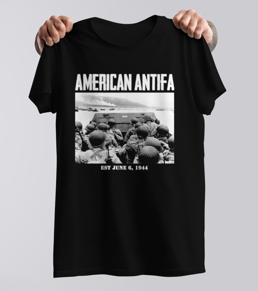 American Antifa Est June 6 1944 D Day Historical Reference T-Shirt