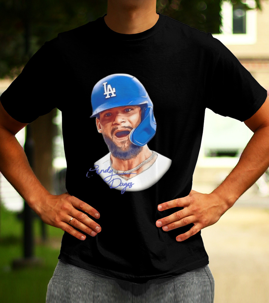 Andy Pages Los Angeles Dodgers MLB 2026 Big Face LA Helmet T-Shirt
