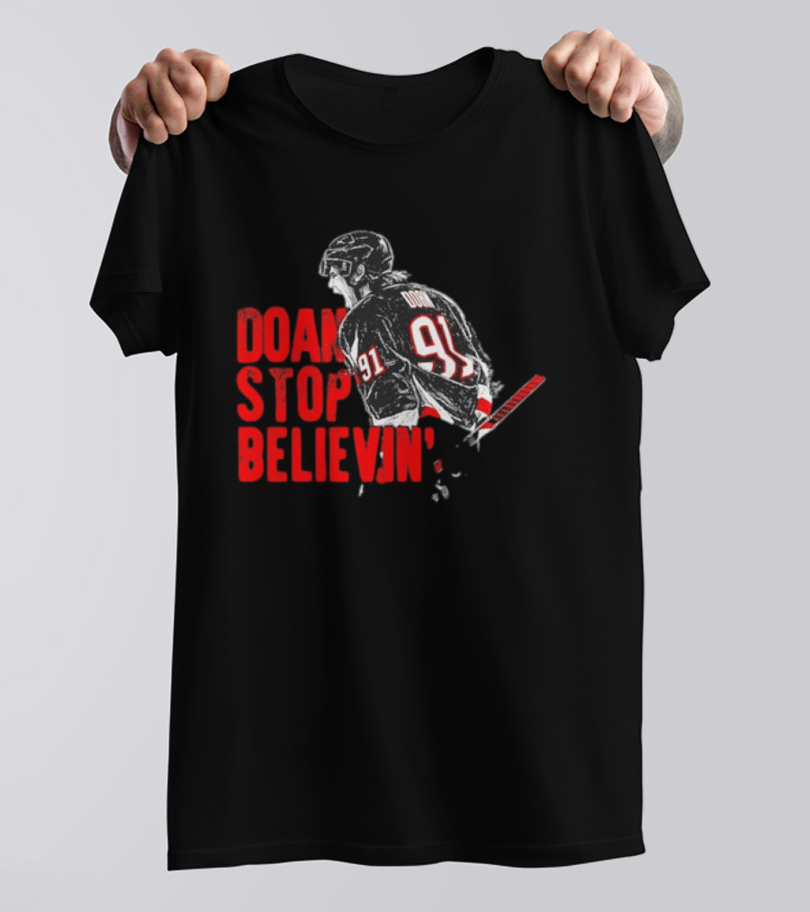 Josh Doan Stop Believin' Number 91 NHL Hockey T-Shirt