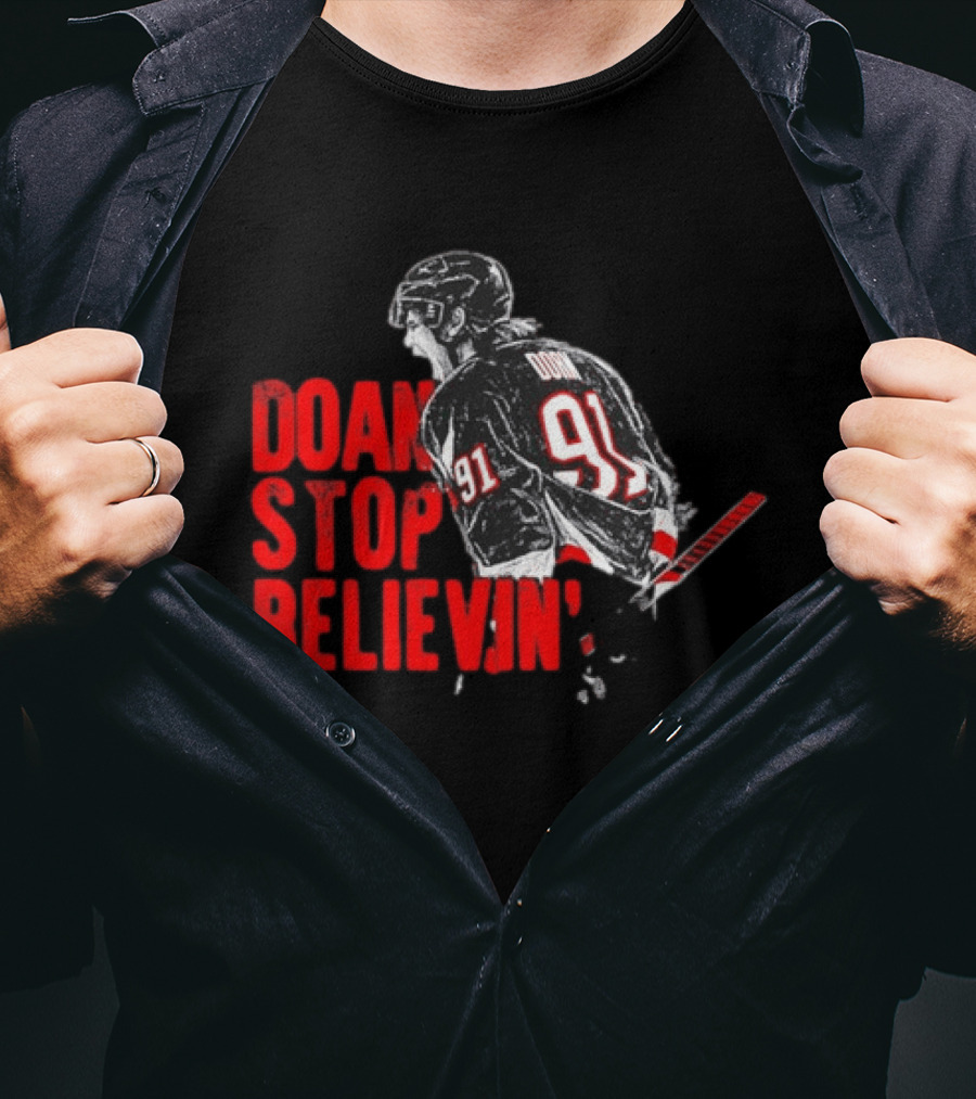 Josh Doan Stop Believin' Number 91 NHL Hockey T-Shirt
