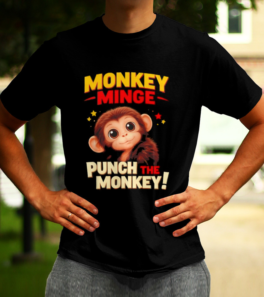 Monkey Minge Punch That Monkey Cute Cartoon Monkey T-Shirt