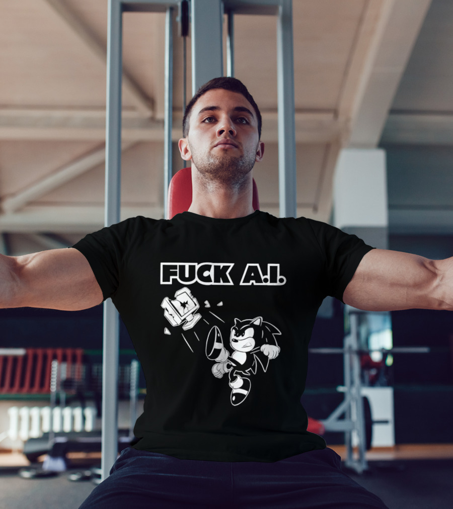 F*ck AI Hedgehog Kick Anti AI T-Shirt