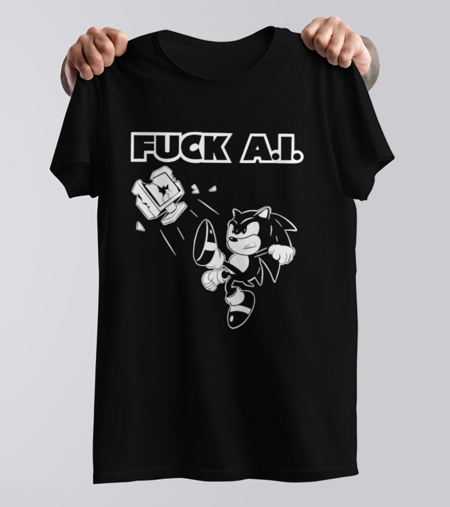 F*ck AI Hedgehog Kick Anti AI T-Shirt