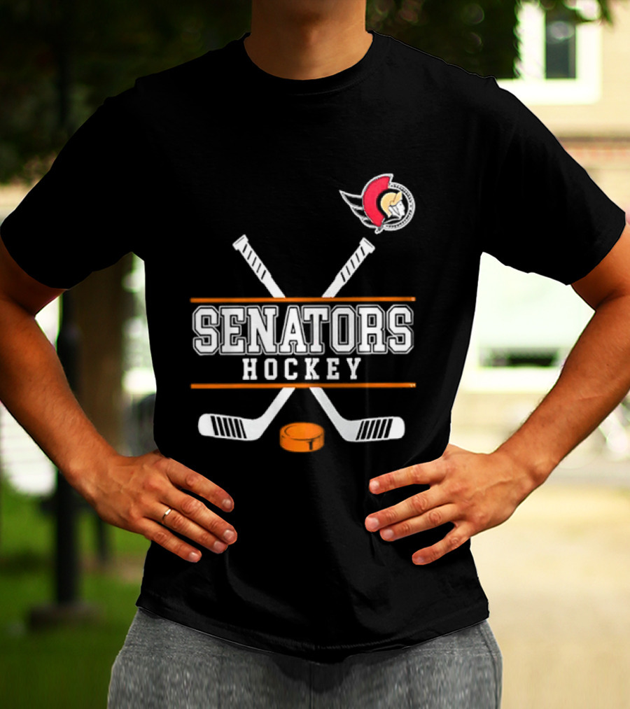 Ottawa Senators Hockey NHL Crossed Sticks T-Shirt