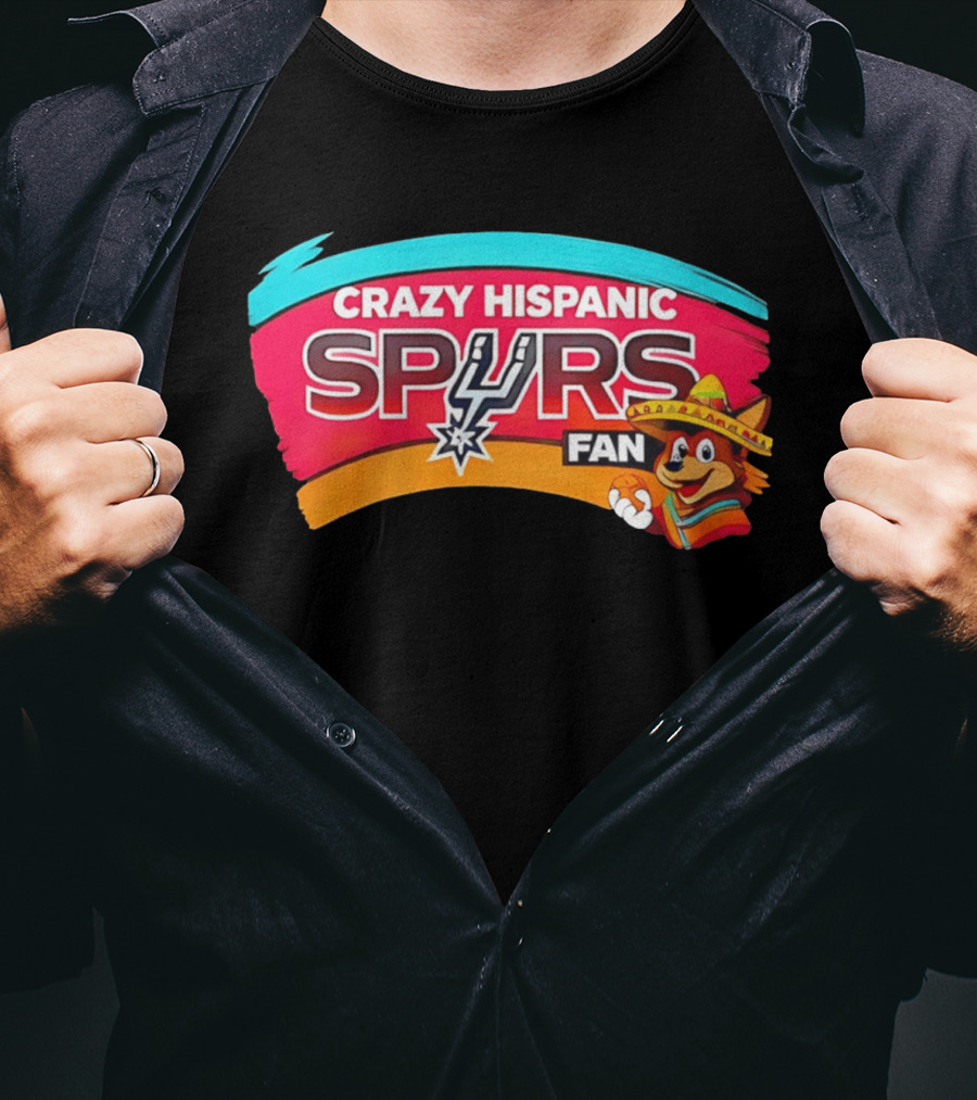 Crazy Hispanic San Antonio Spurs Fan Cartoon T-Shirt