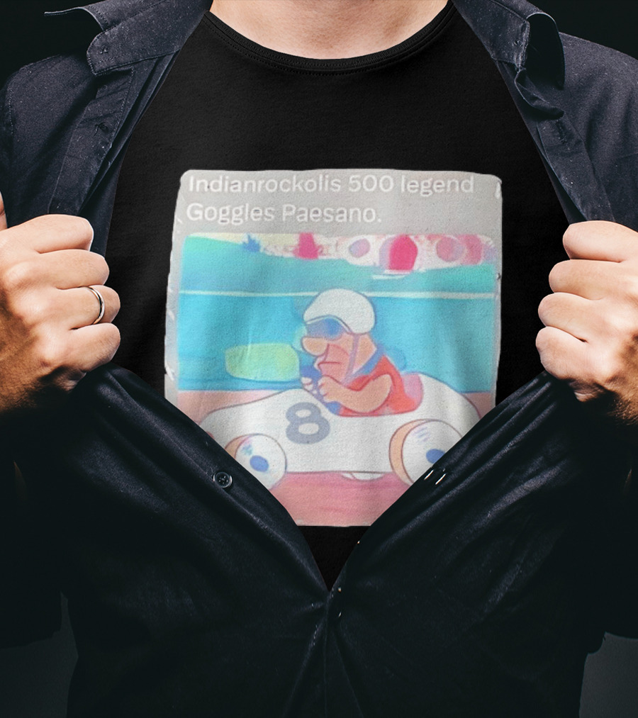 Indianrockolis 500 Legend Goggles Paesano Racing Car Number 8 T-Shirt