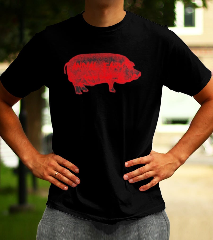 Animal Farm Pig Graphic Textured Red T-Shirt