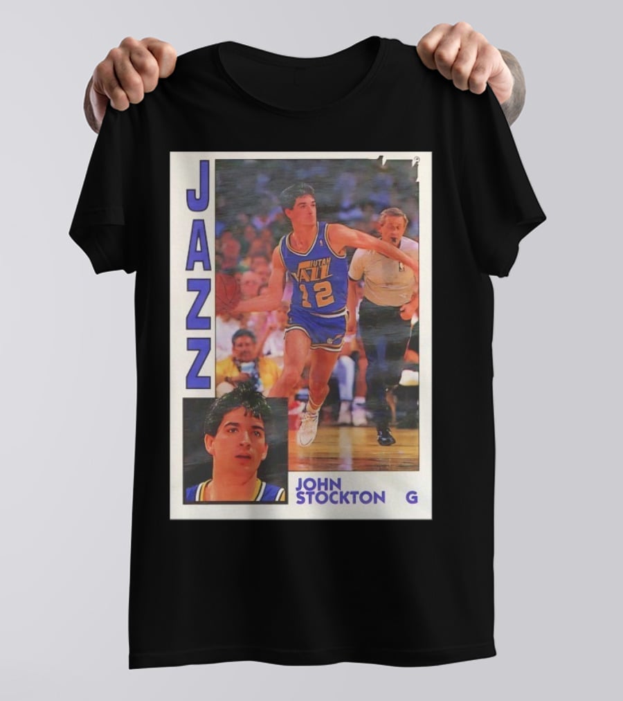 John Stockton Utah Jazz 1992 Basketball Card Vintage NBA Memorabilia T-Shirt
