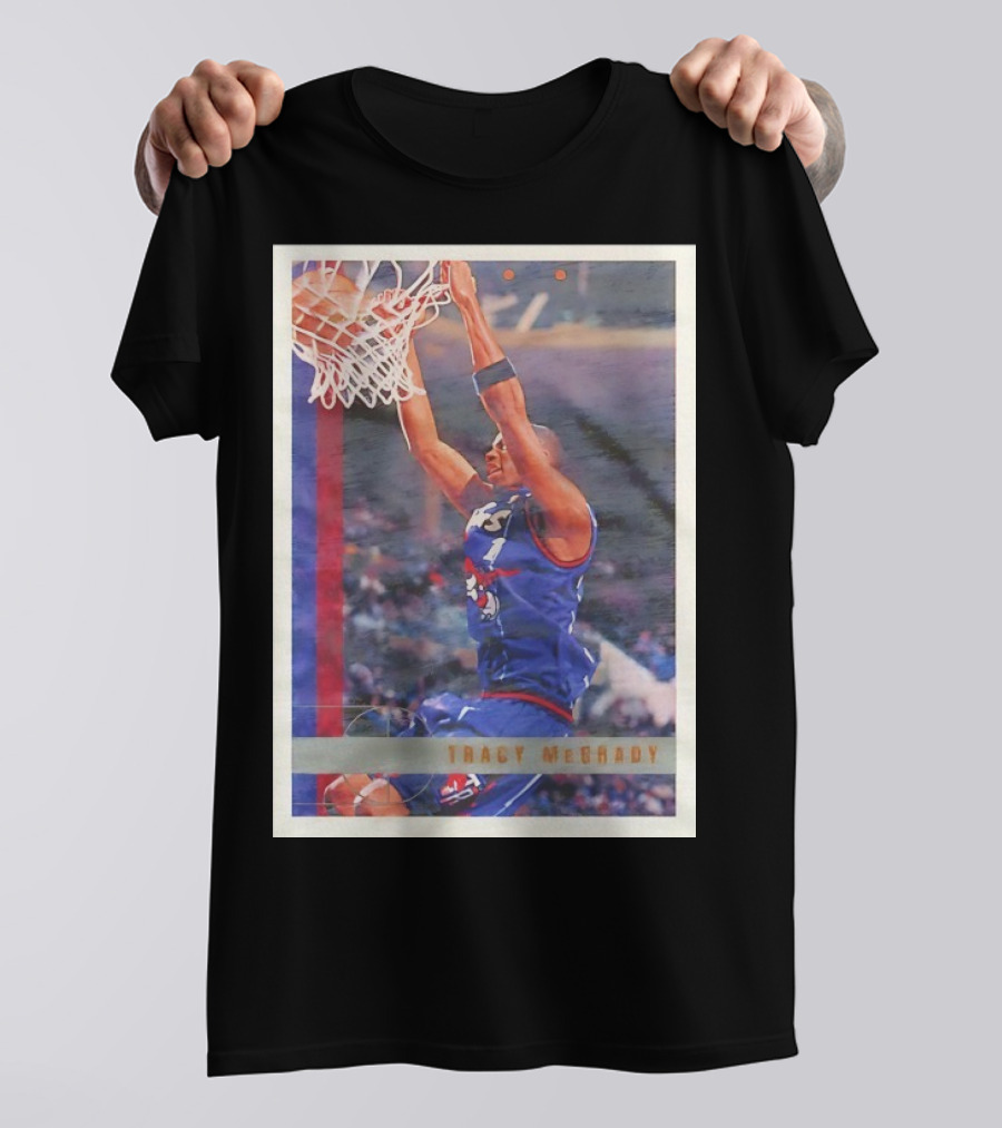 Tracy McGrady Toronto Raptors 1996 Basketball Card Dunk Slam T-Shirt