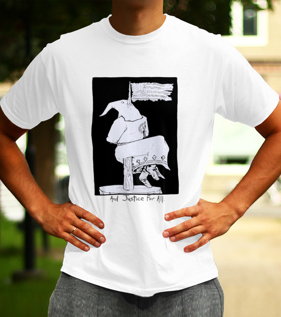 Anti Ku Klux Klan And Justice For All Hanging Effigy With Flag T-Shirt