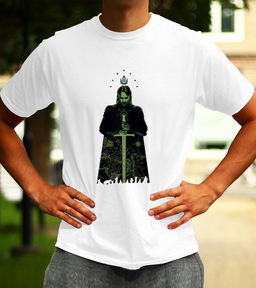 The Lord Of The Rings Aragorn Sword Map Middle Earth King T-Shirt