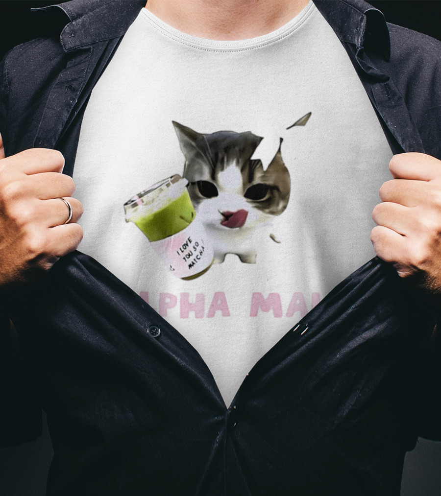 Cat I Love You So Matcha Alpha Male T-Shirt