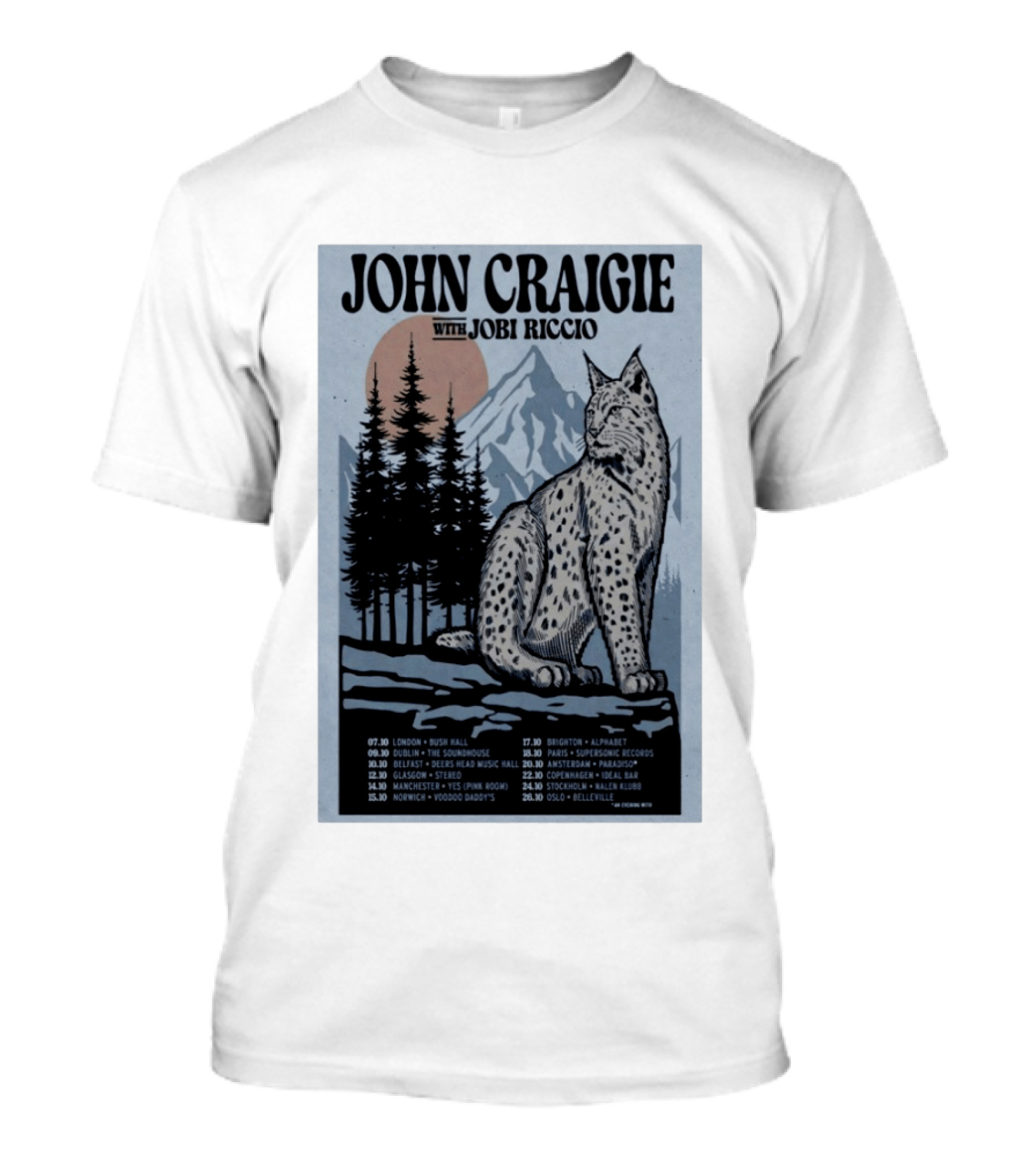 John Craigie With Jobi Riccio Tour 2026 Europe Concert Dates Lynx Mountain Forest T-Shirt