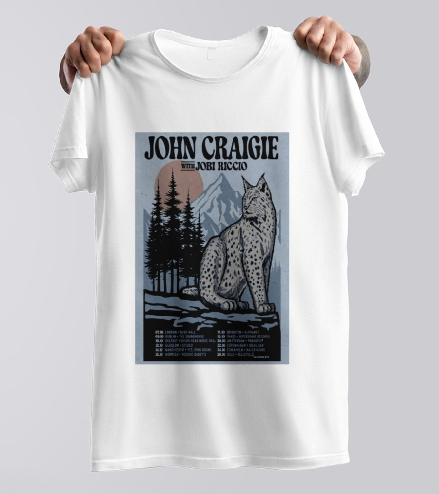 John Craigie With Jobi Riccio Tour 2026 Europe Concert Dates Lynx Mountain Forest T-Shirt