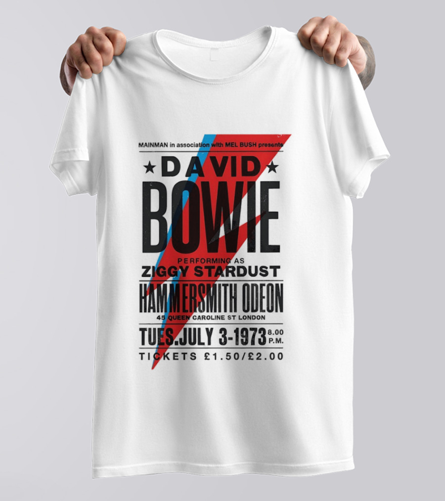 David Bowie Performing As Ziggy Stardust Hammersmith Odeon London July 3 1973 T-Shirt