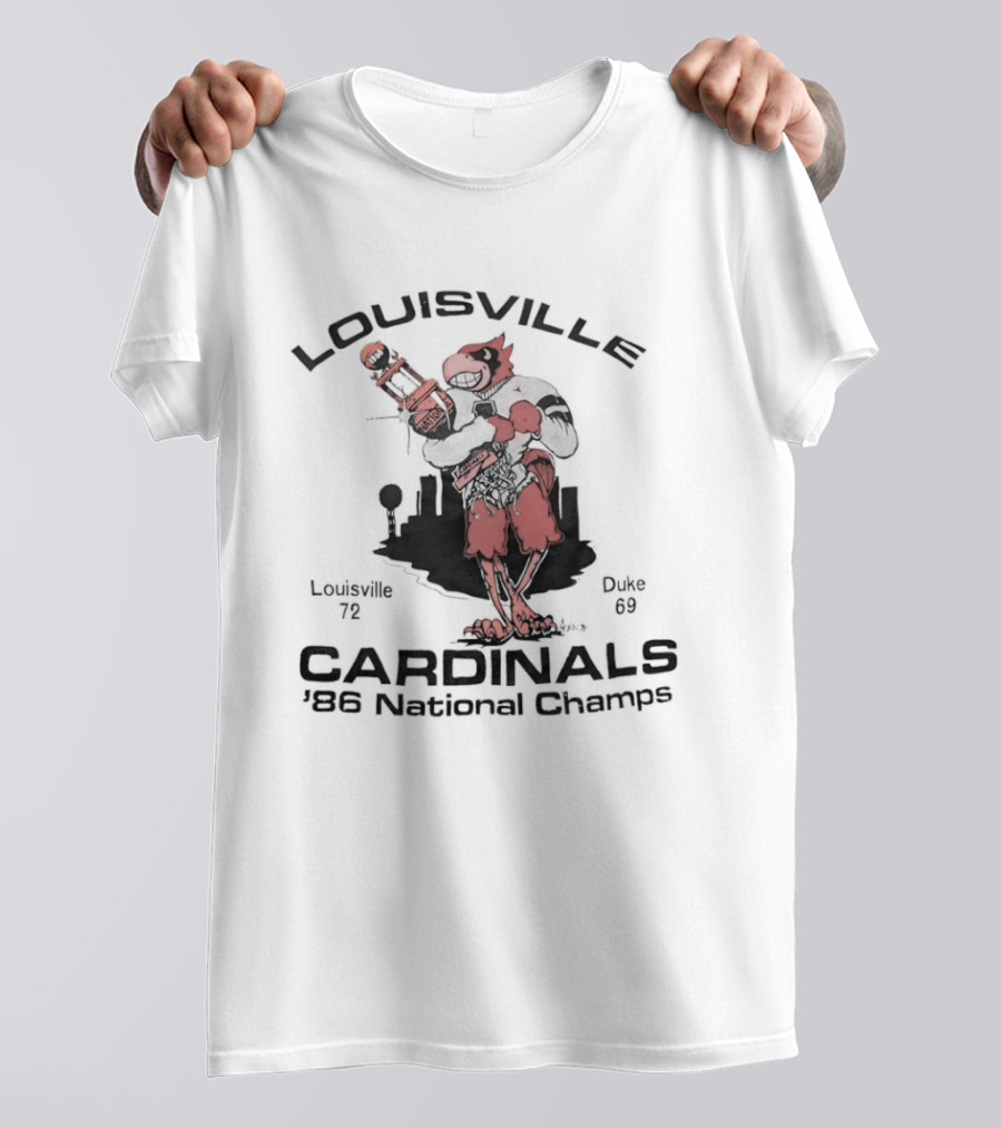Louisville Cardinals 1986 National Champs Skyline Trophy T-Shirt