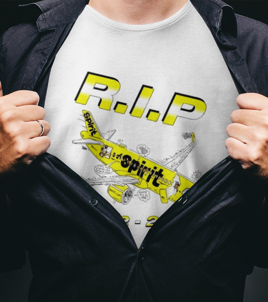 RIP Spirit Airlines 1992 2026 Yellow Plane Cartoon T-Shirt