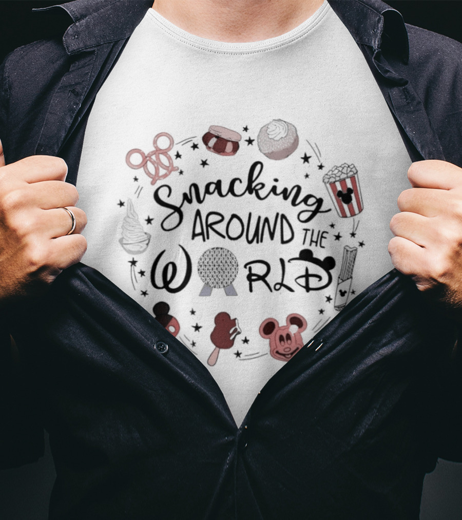 Snacking Around The World Disney Family 2026 Mickey Food Adventure T-Shirt