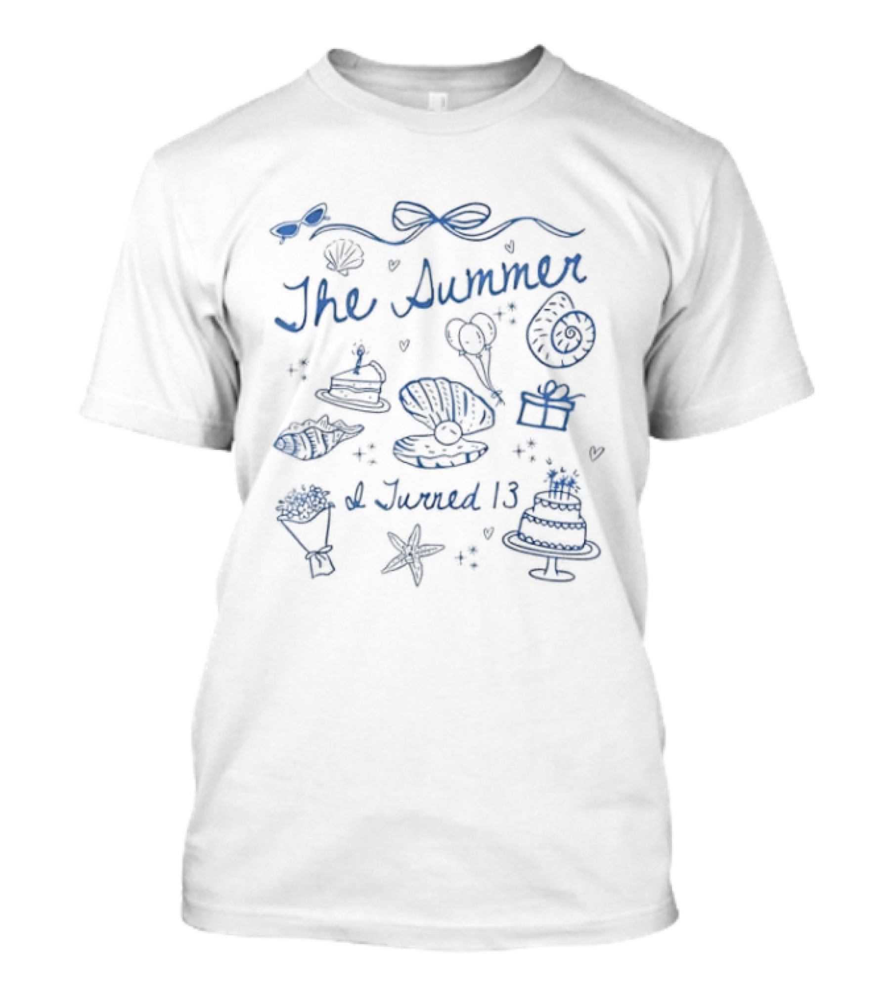 The Summer I Turned 13 Coastal Seashell Birthday Bow T-Shirt