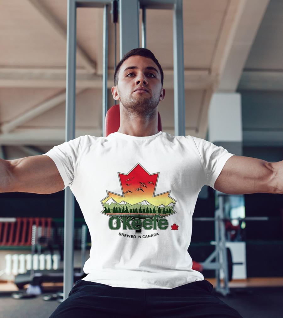 O'Keefe Brewed In Canada Maple Leaf Mountains And Geese T-Shirt