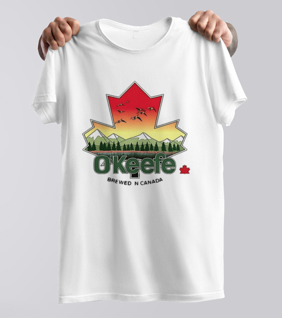 O'Keefe Brewed In Canada Maple Leaf Mountains And Geese T-Shirt