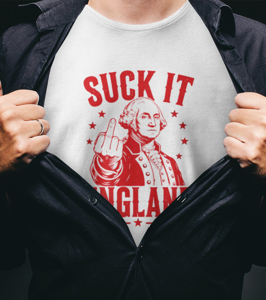 Suck It England George Washington Middle Finger Gesture T-Shirt