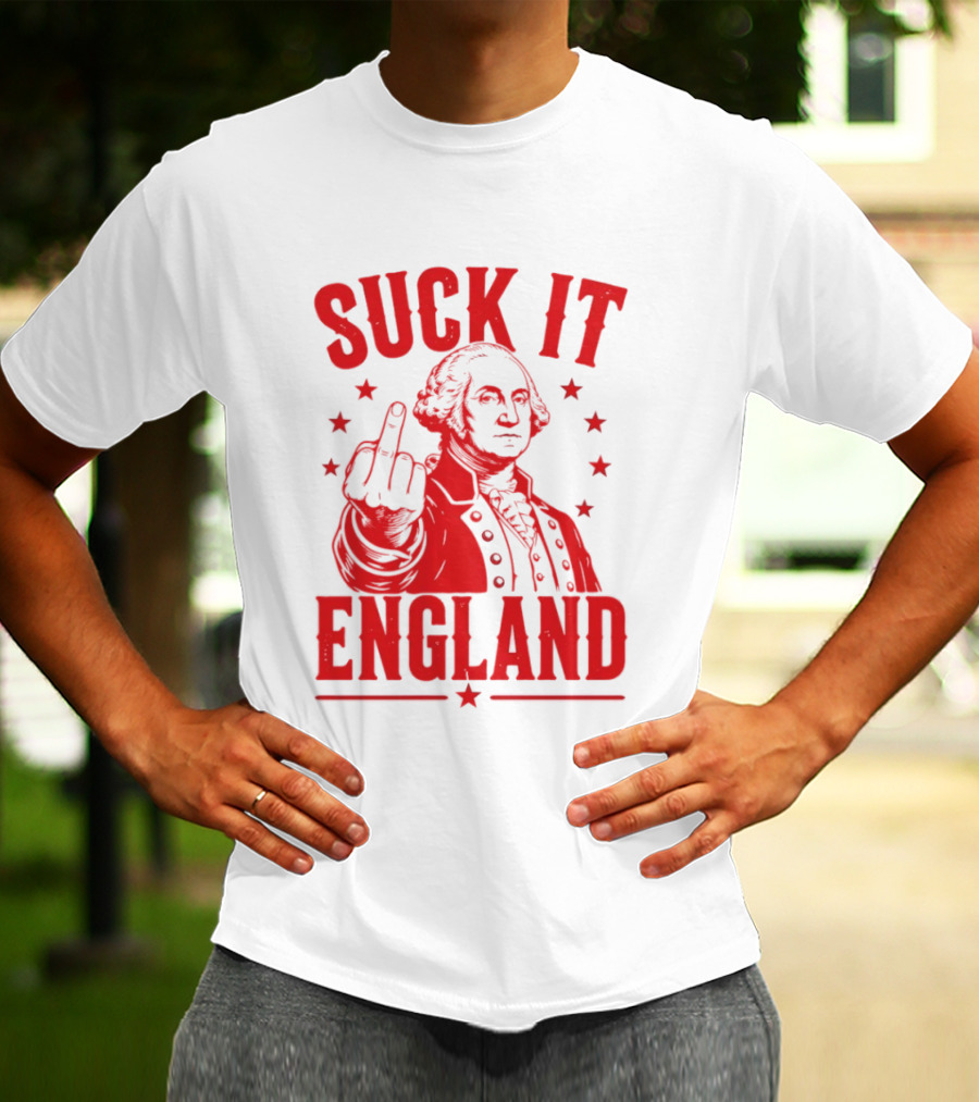 Suck It England George Washington Middle Finger Gesture T-Shirt