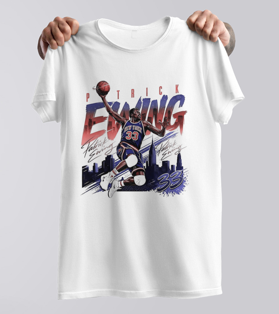Patrick Ewing New York Knicks Skyline 33 T-Shirt