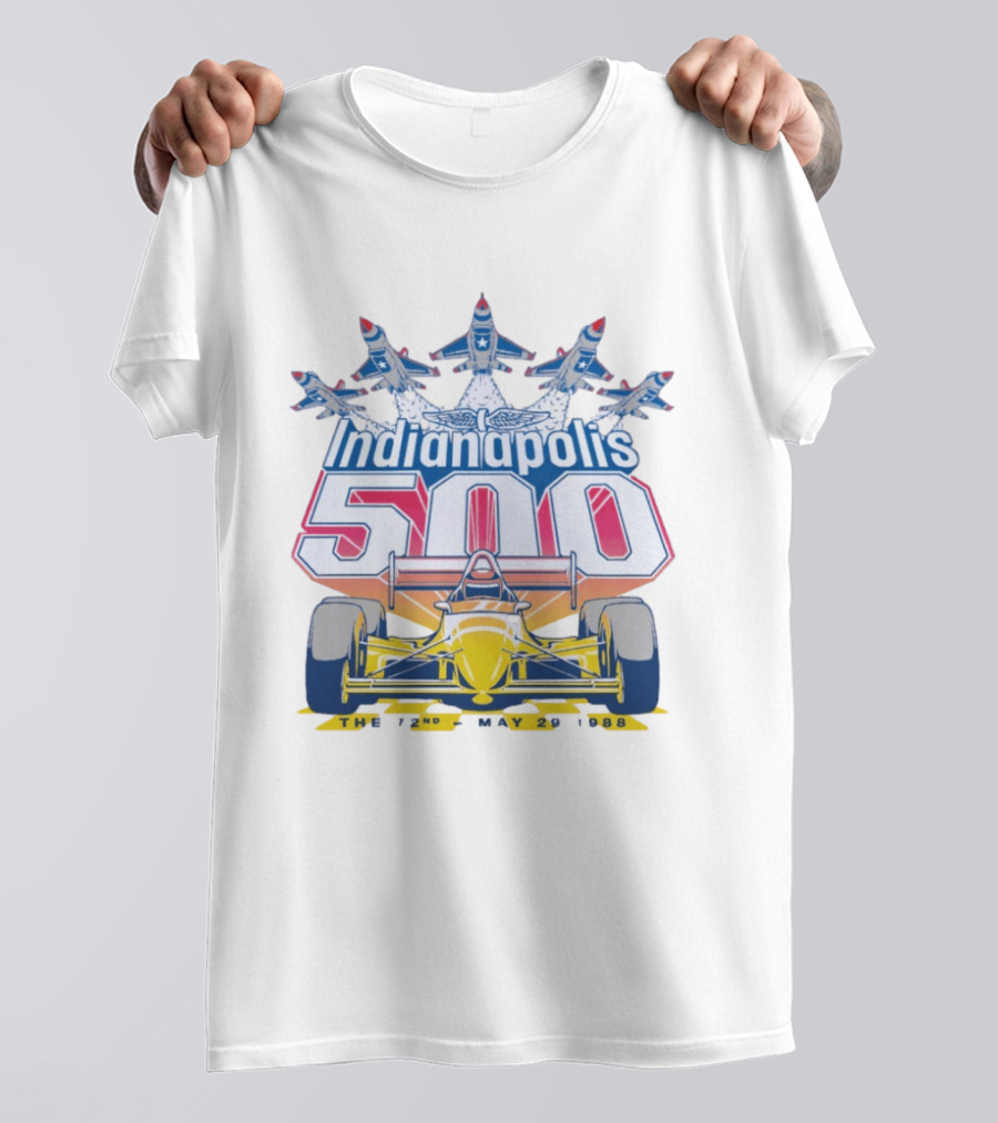 Indianapolis 500 May 29 1988 72nd Race Yellow Racecar And Blue Jets T-Shirt