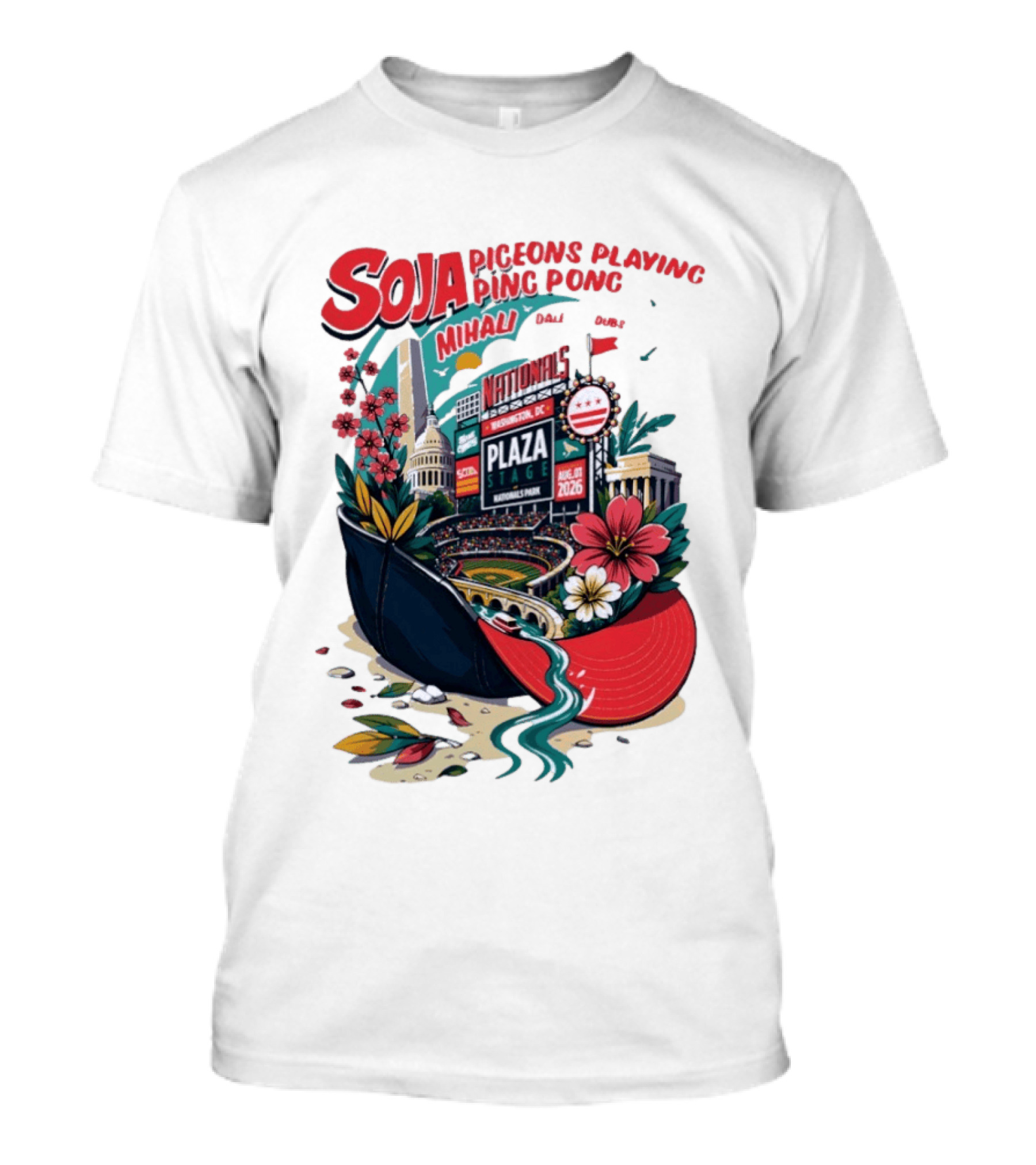 SOJA Pigeons Playing Ping Pong Mihali Nationals Park Plaza Stage DC August 1 2026 T-Shirt