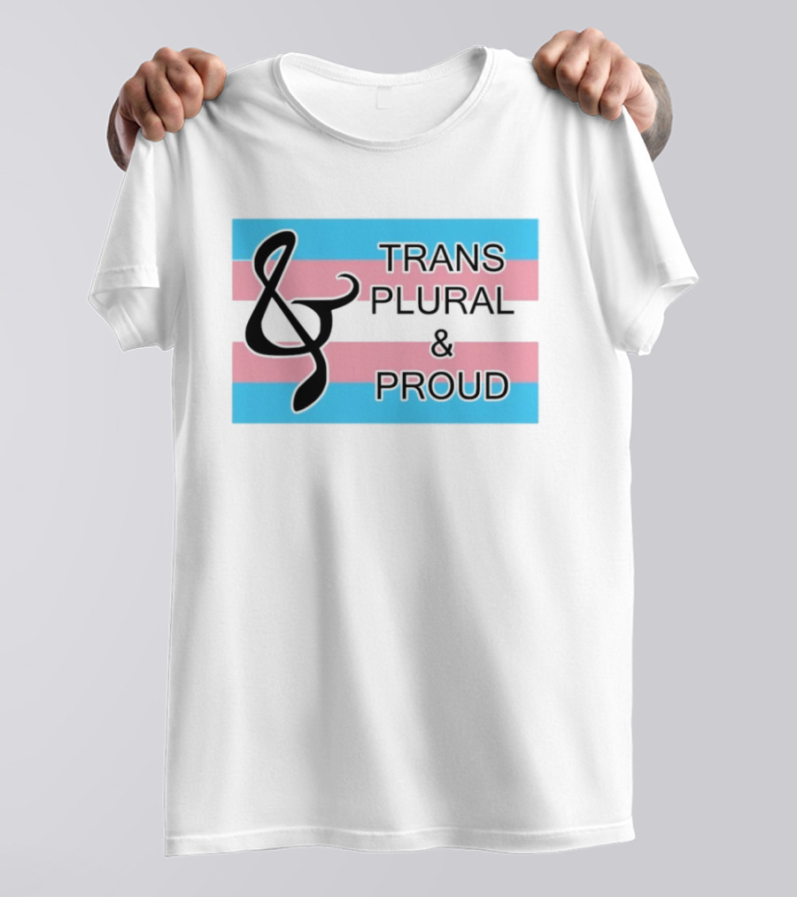Trans Plural And Proud Treble Clef Pink Blue Flag T-Shirt