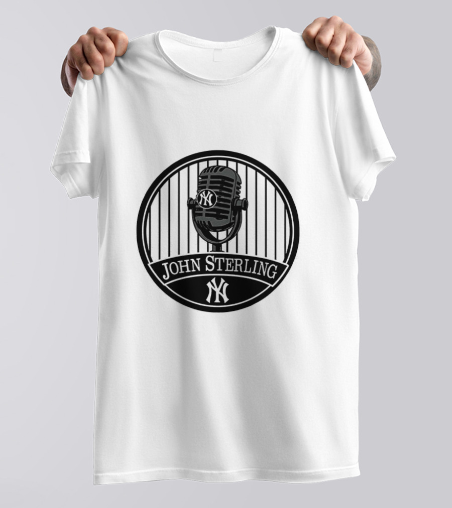 New York Yankees John Sterling Commemorative Patch With Microphone T-Shirt