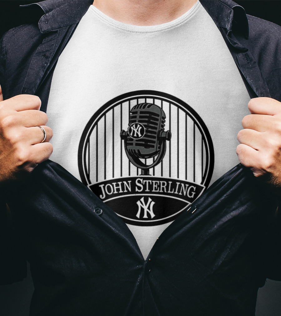 New York Yankees John Sterling Commemorative Patch With Microphone T-Shirt