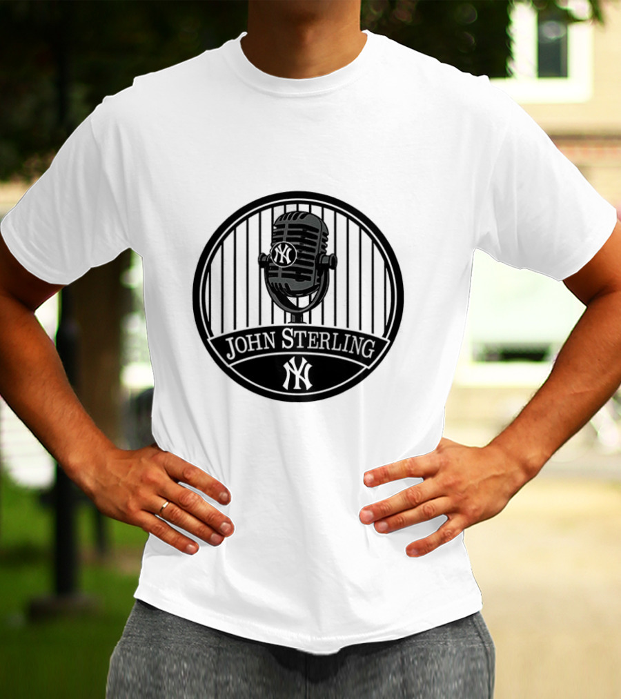 New York Yankees John Sterling Commemorative Patch With Microphone T-Shirt